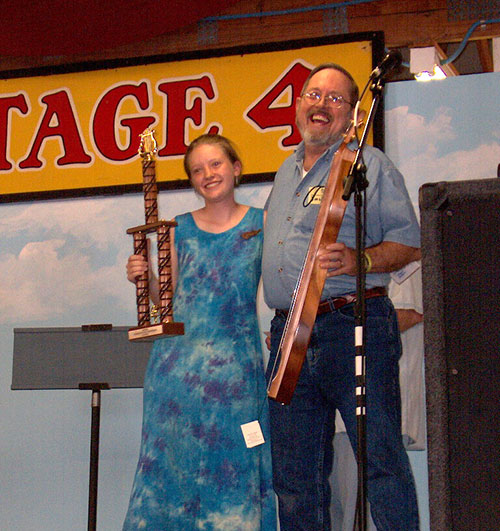 Erin with Jim Woods at the National Mountain Dulcimer Championship in 2004.