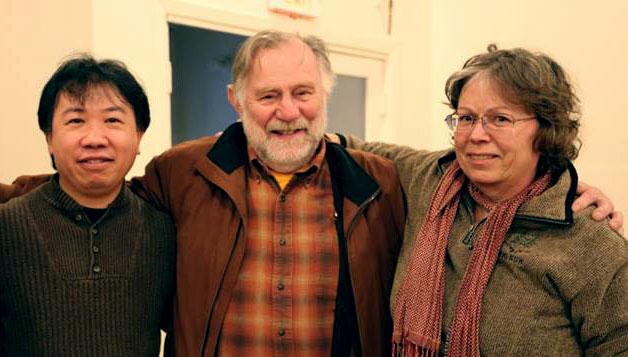 Wayne Jiang, Howard Rugg, and Patricia Delich at one of the Hearts of the Dulcimer screenings in Pacifica, CA (2013)