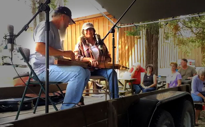 Duane Porterfield and Judy performing at the 2014 Ozark Dulcimer Gathering in Mountain View, Arkansas. 