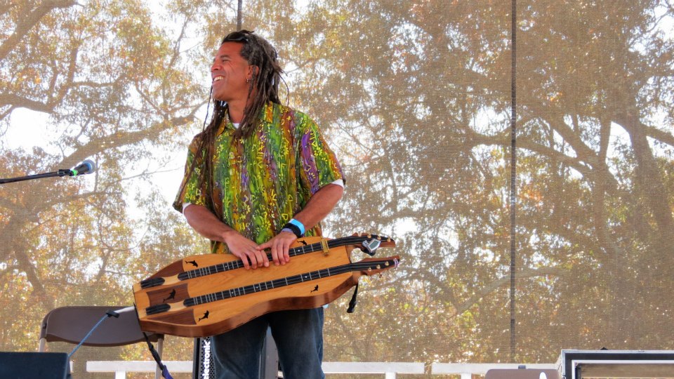 Bing Futch with his signature Folkcraft double-dulcimer.