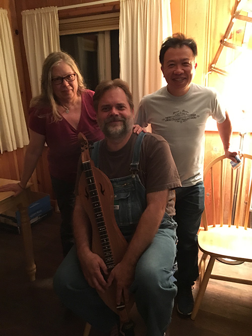 Patricia, Steve, and Wayne, post interview at Dulcimer Week in the Wallowas (2017) 
